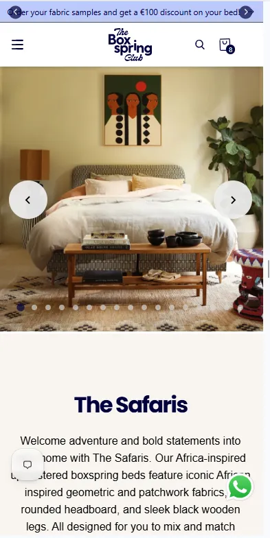 The Boxspring Club product page mobile
