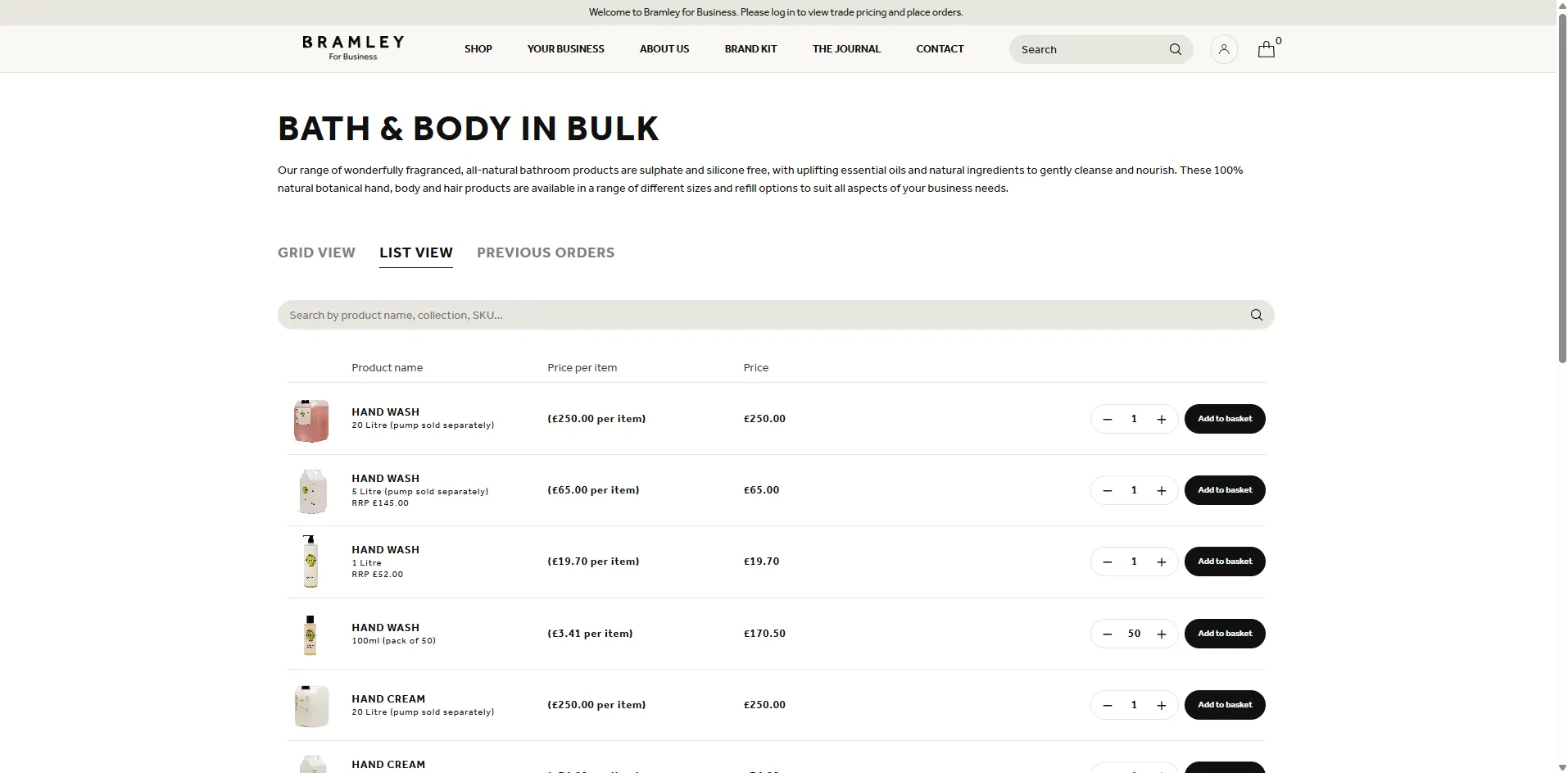 Bramley for Business collection page desktop, variant 2