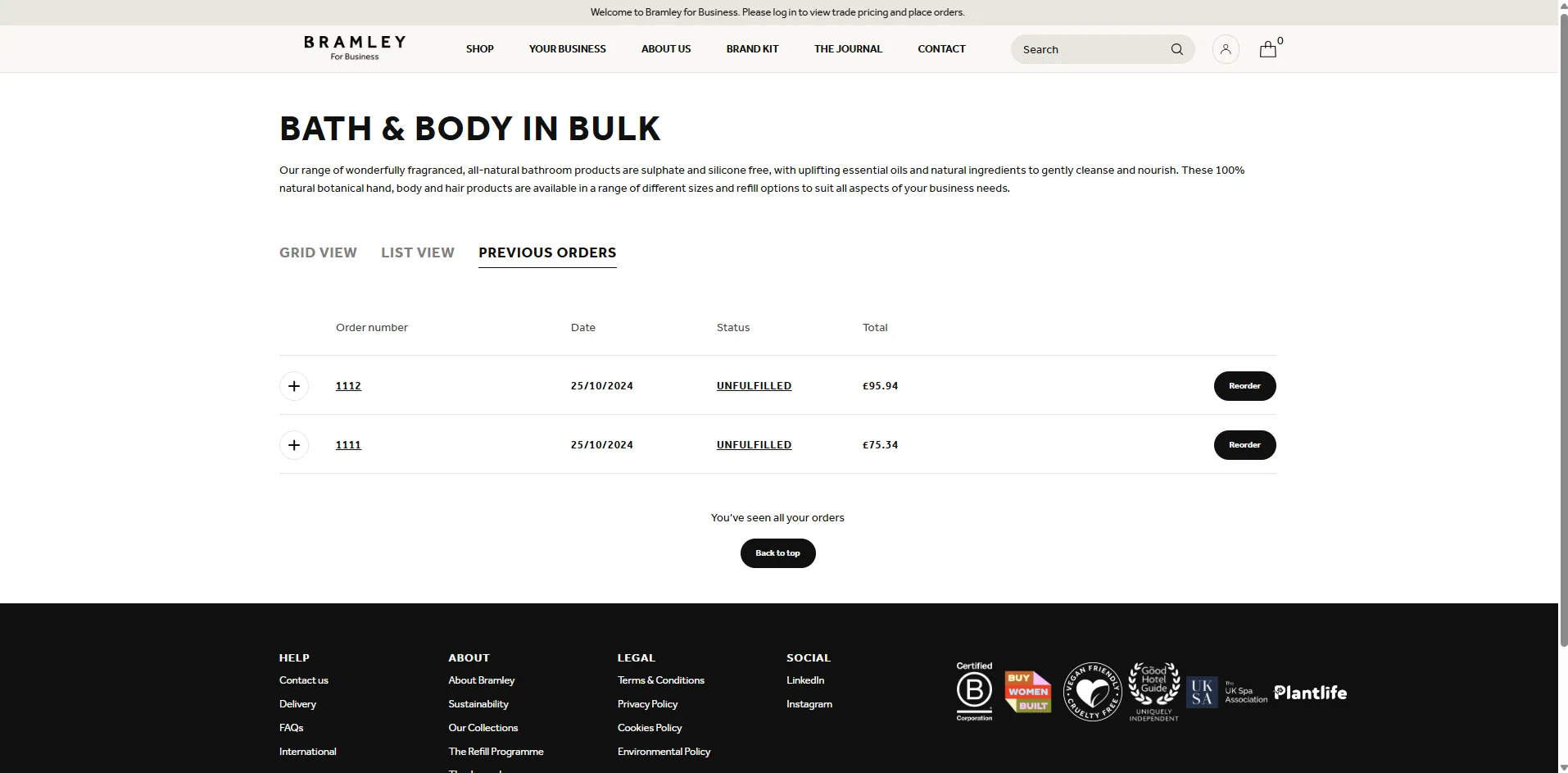 Bramley for Business collection page desktop, variant 3