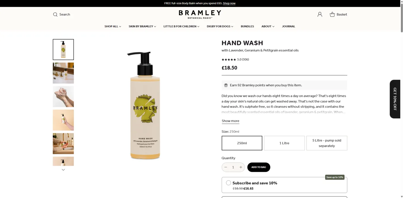 Bramley Products product page desktop
