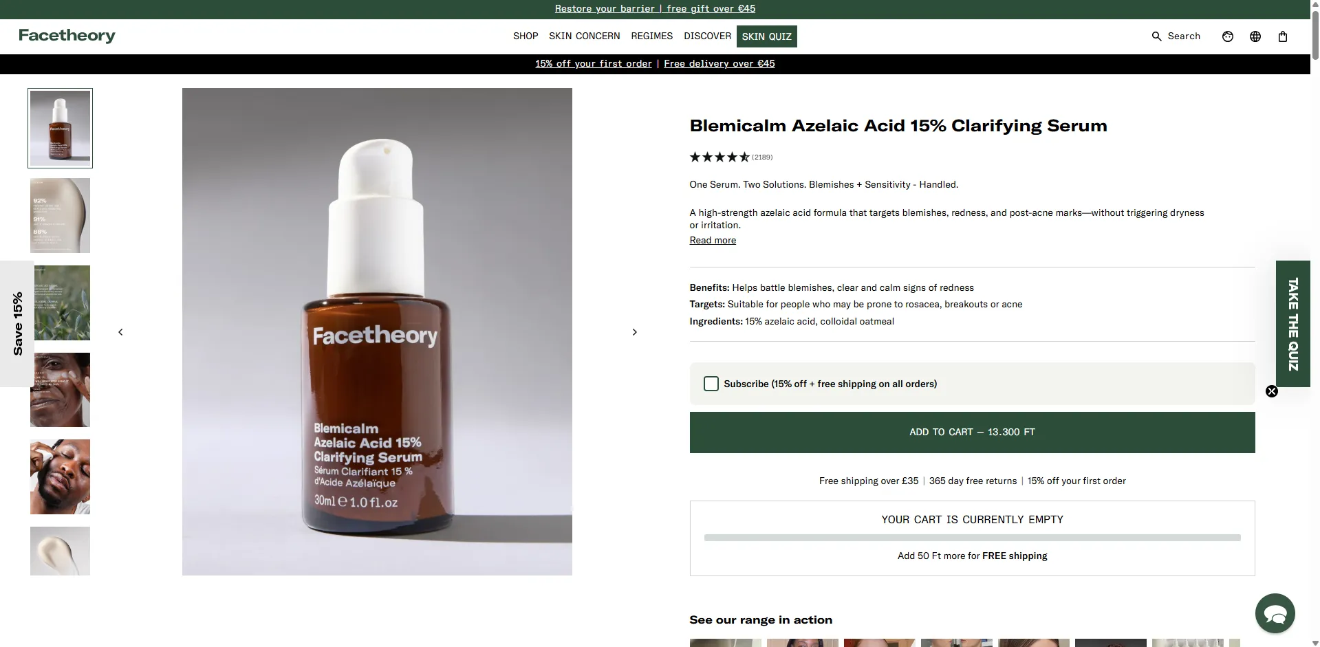 FaceTheory product page desktop