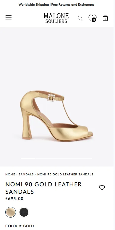 Malone Souliers product page mobile