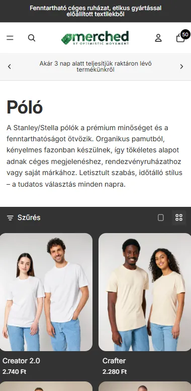 Merched collection page mobile