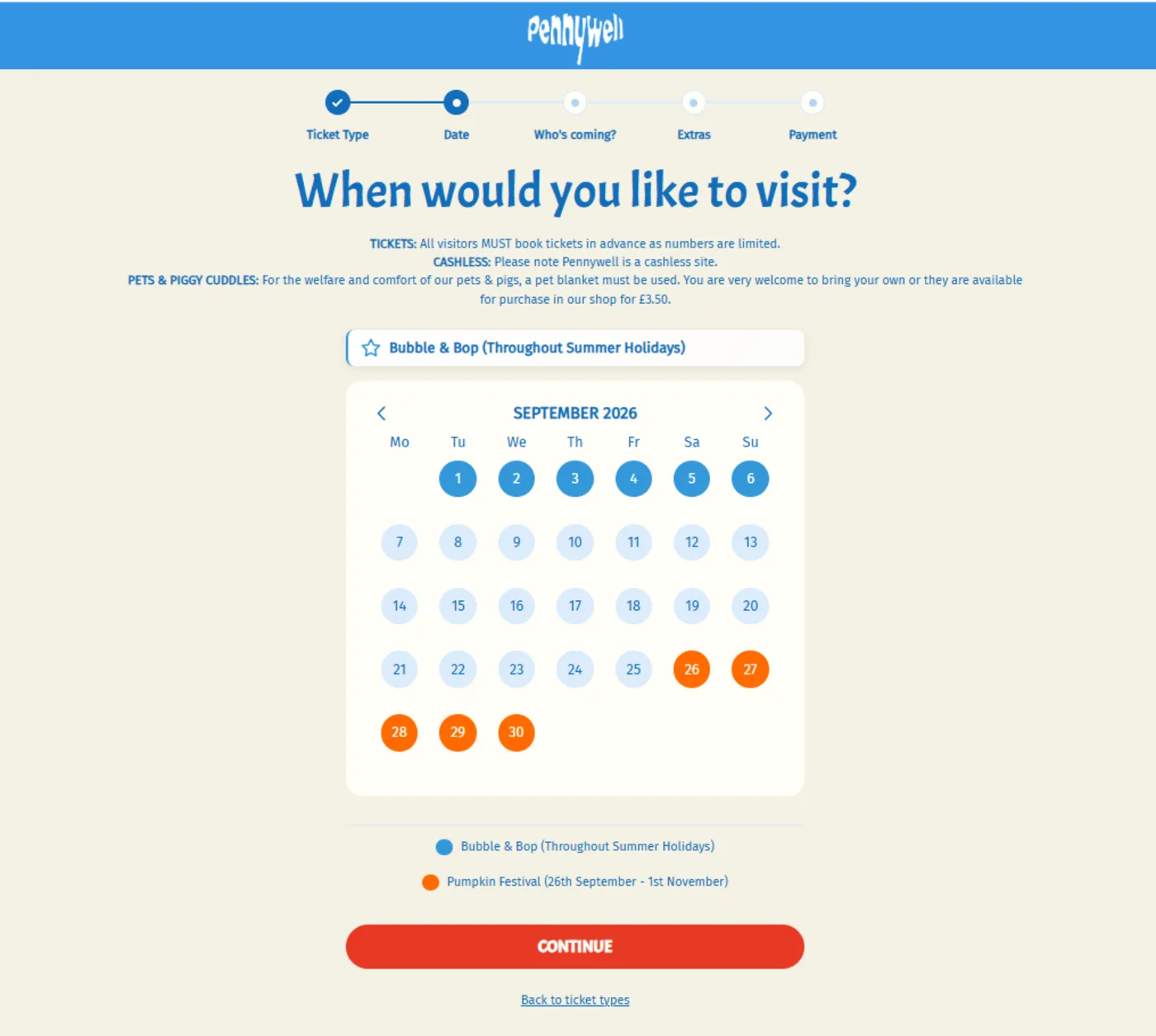Pennywell Farm booking date picker